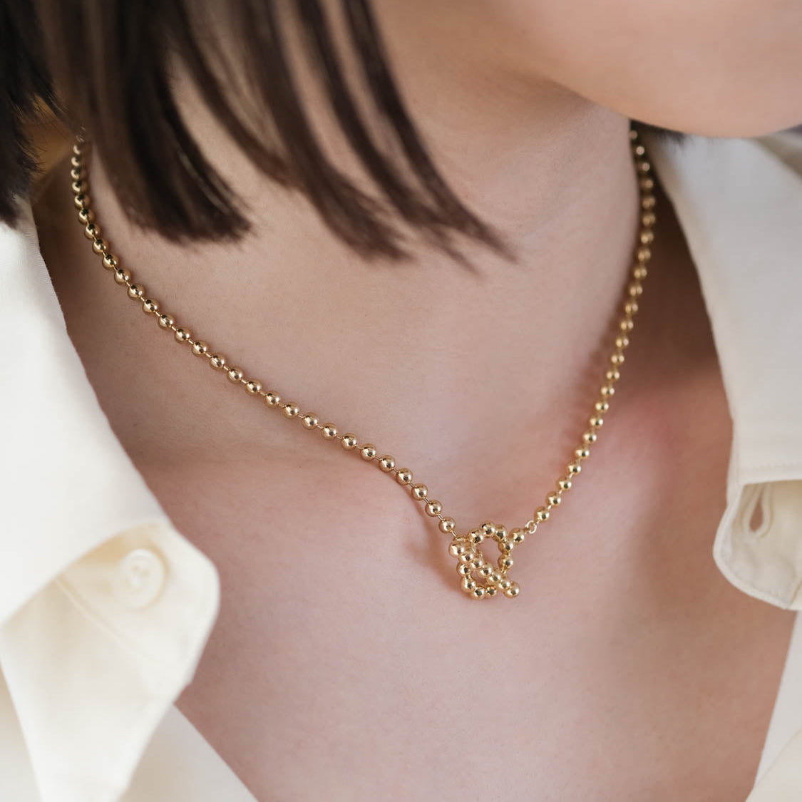 《別注カラー》DOT ネックレス GOLD 3.2㎜ ボールチェーン