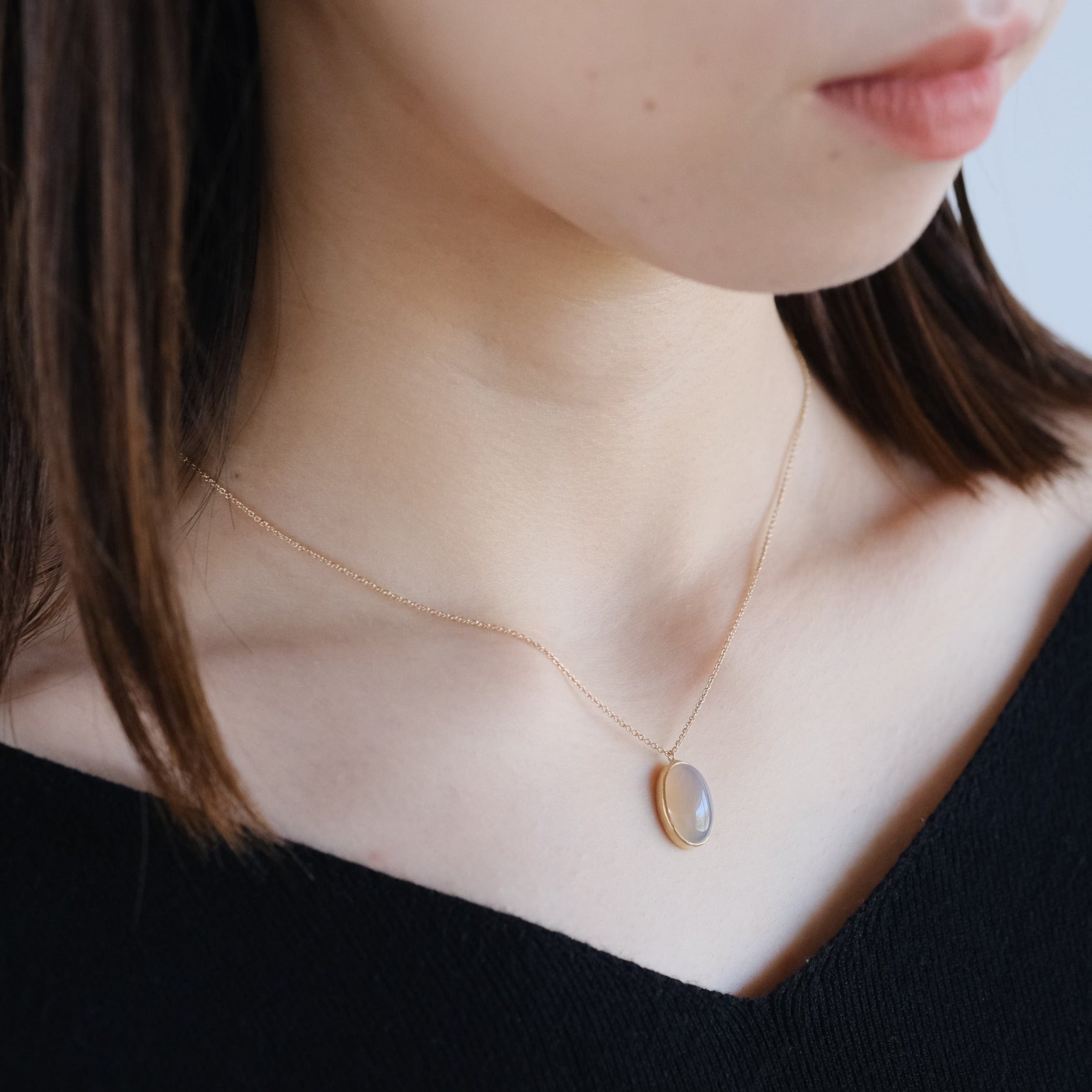 Oval Stone Necklace［A301212AN244 K10 Onyx］ネックレス