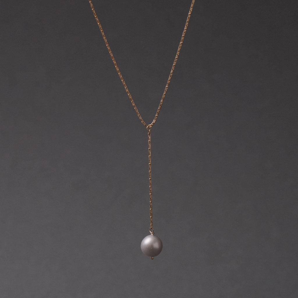 Round Pearl Chain Necklace［A301221AP252 K10/Gray pearl］ネックレス