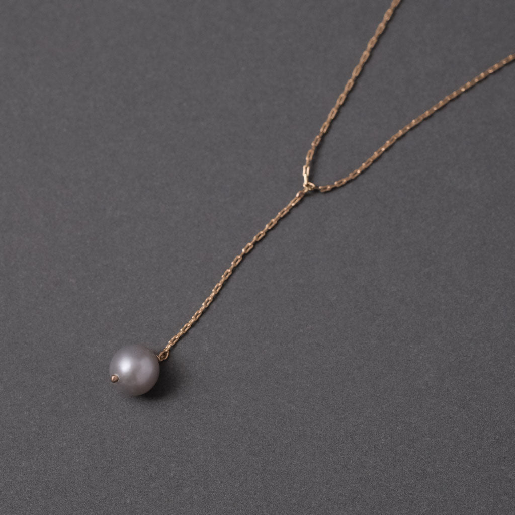 Round Pearl Chain Necklace［A301221AP252 K10/Gray pearl］ネックレス