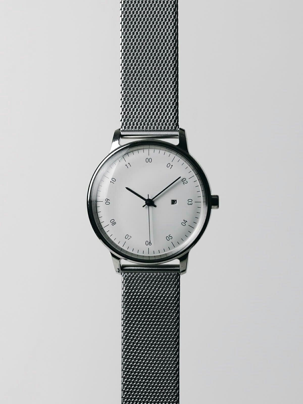 sazare SK01［No.01.01.00ME SS SILVER MIRROR FINISH / WHITE DIAL 