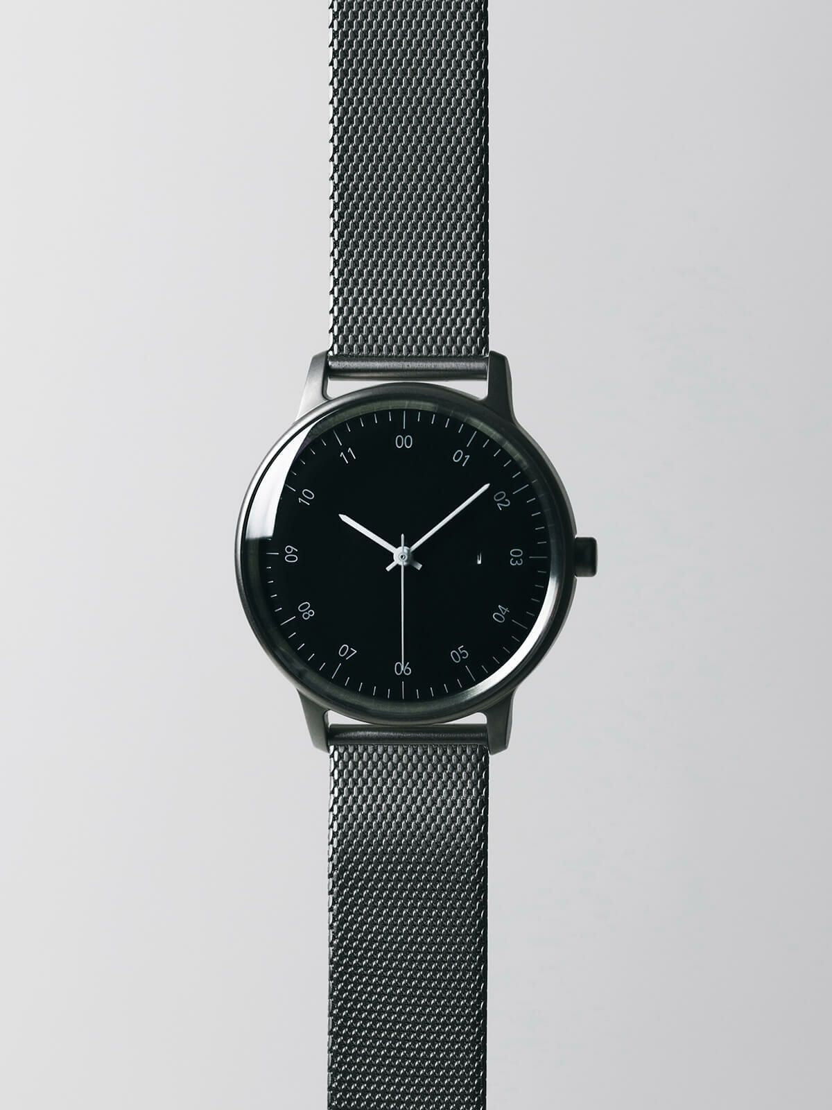 sazare SK01［No.01.02.00ME SS SILVER MIRROR FINISH / BLACK DIAL 