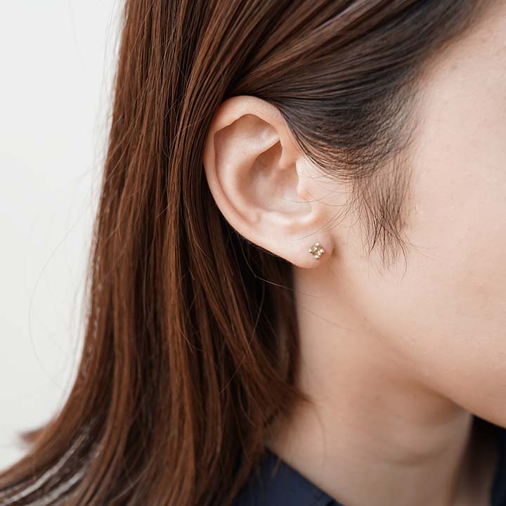 atelier plow：【別注】 原石ダイヤモンドピアス K18YG