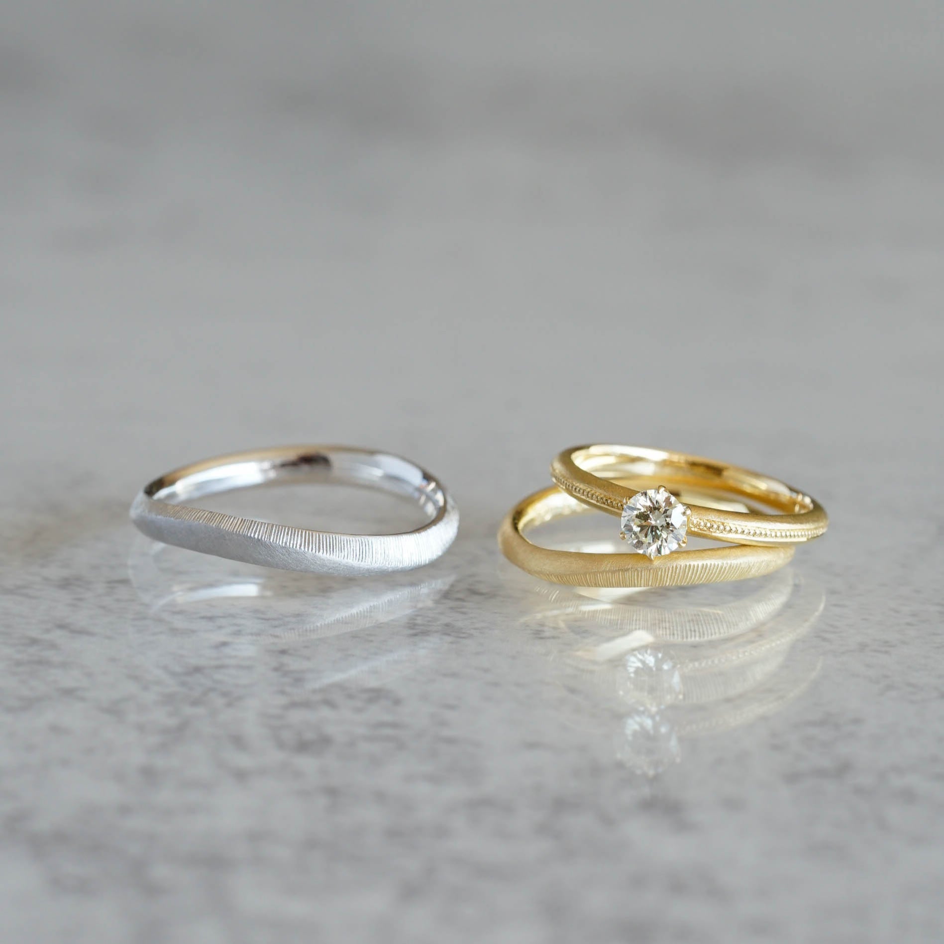 Ryui-BRIDAL RING［Currents Pt900/K18YG］結婚指輪