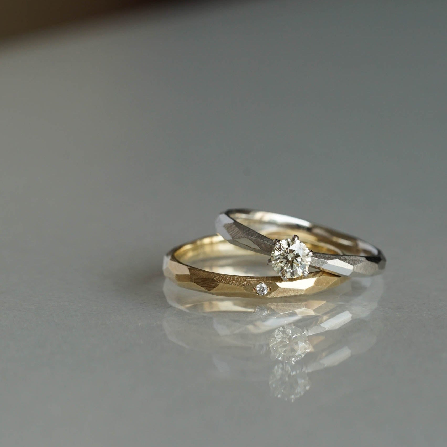 Ryui-BRIDAL RING［Rough cut K18WG/Pt900］結婚指輪