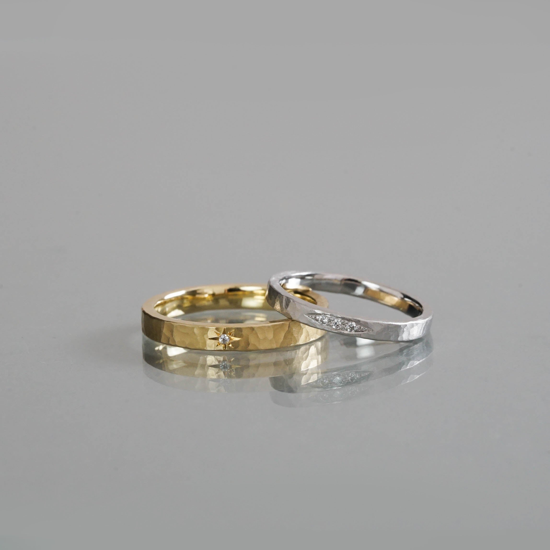 Ryui-BRIDAL RING［Mallet calmline K18YG/Pt900］結婚指輪