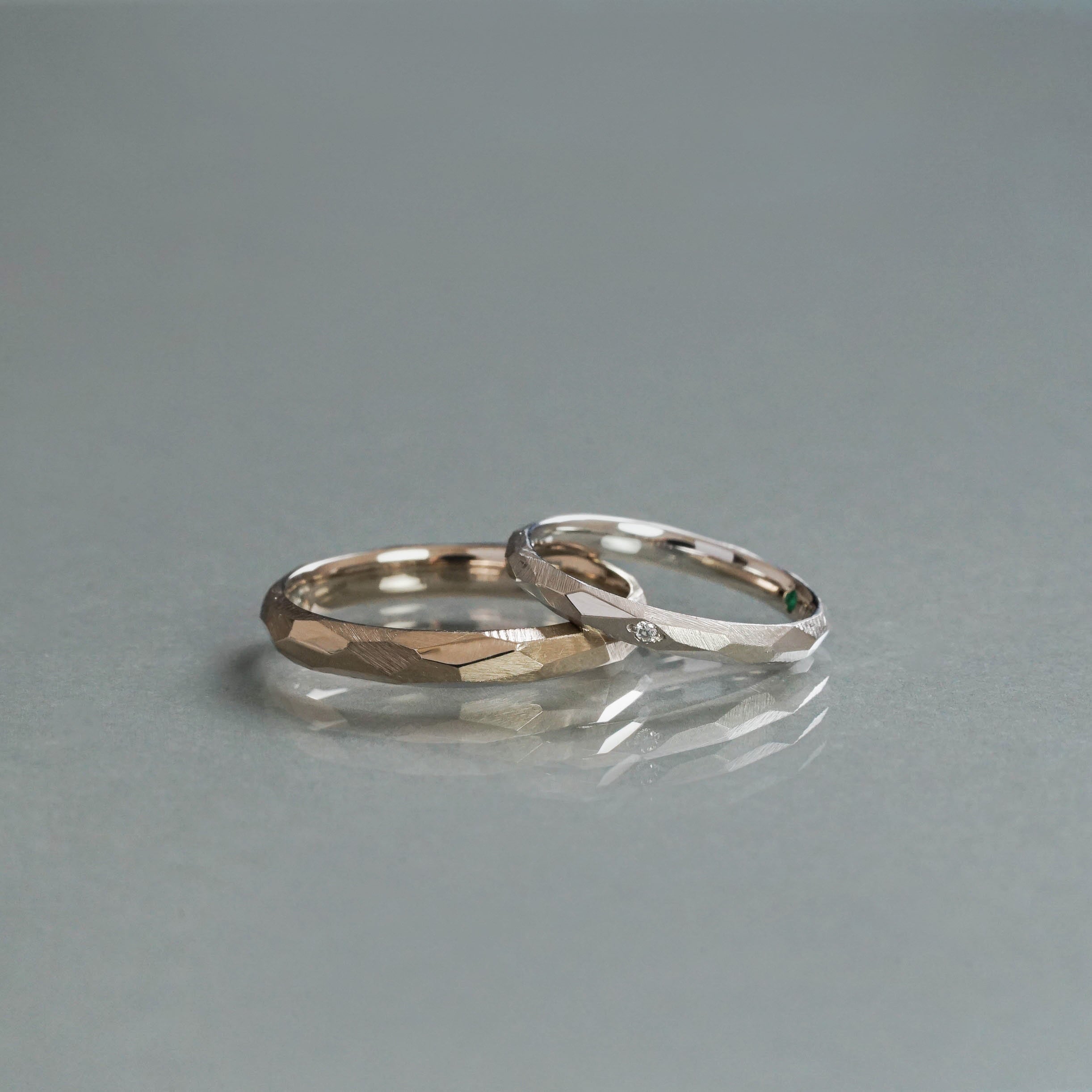 Ryui-BRIDAL RING［Rough cut Pt900/K18YG］結婚指輪