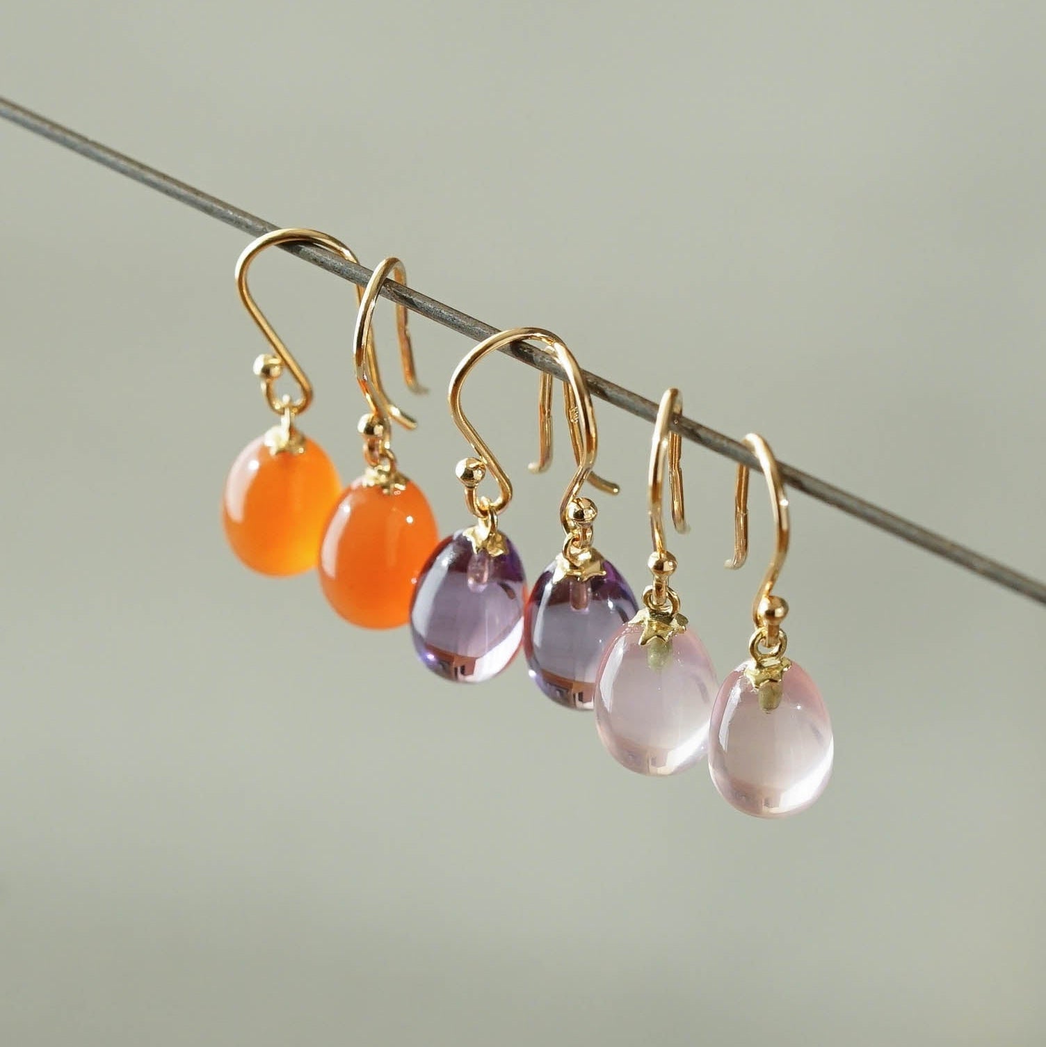 SOURCE objects - Small Egg Earrings アメジスト［SJ1P-019 K18］ピアス