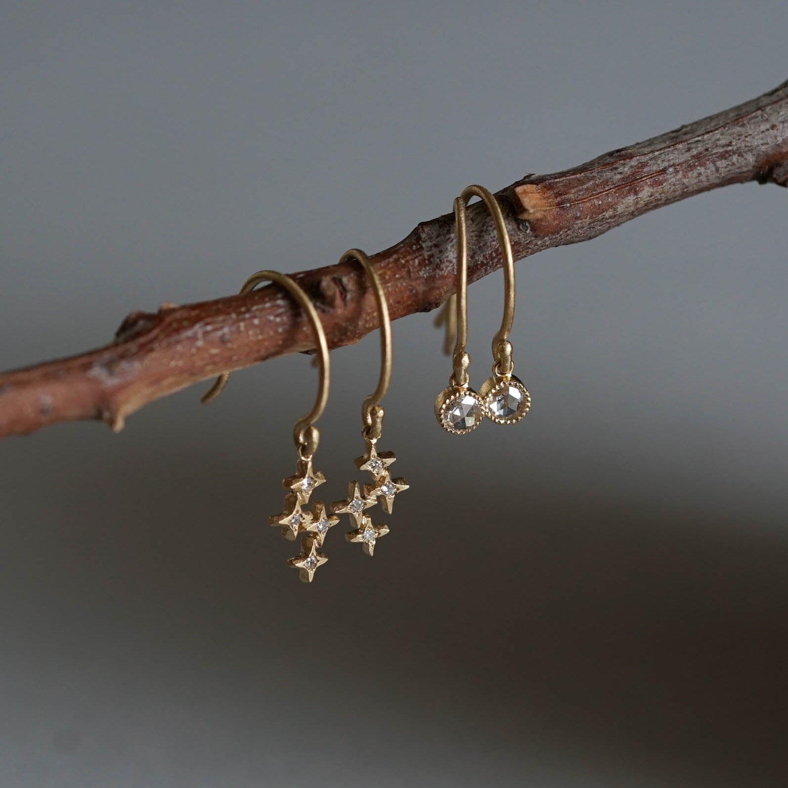 Atelier d'antan - 2 Round Rosecut Dia Pierce［A023201AP015 K18］ピアス