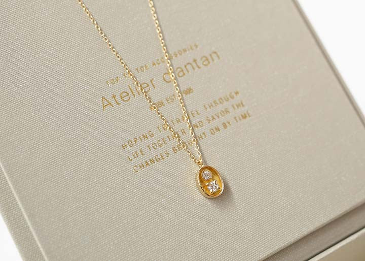 Atelier d'antan：Oval Box Chocolate Necklace A024201AN009