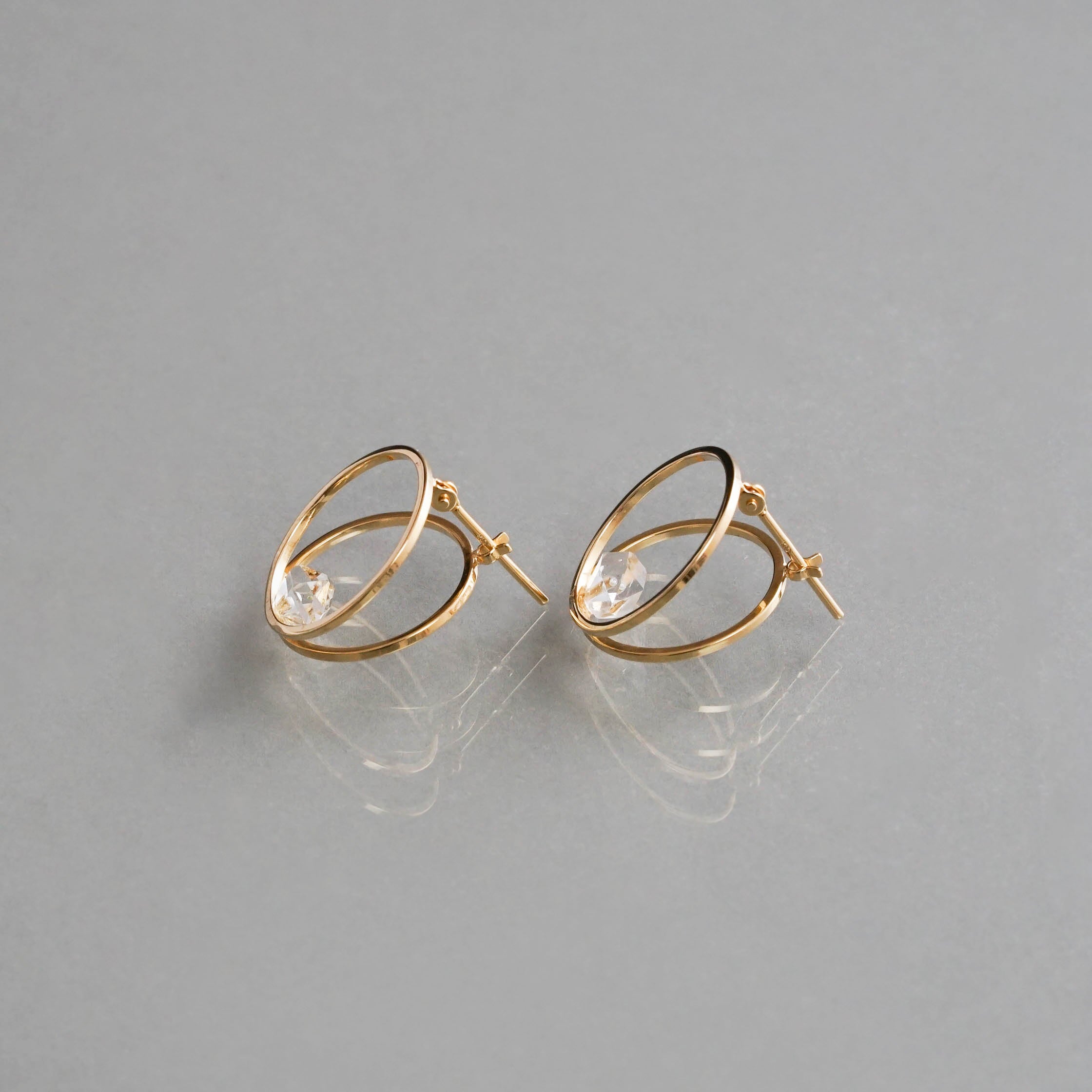 januka-CLIP HERKIMER DIAMOND Pierce［SV/K18GP］ピアス