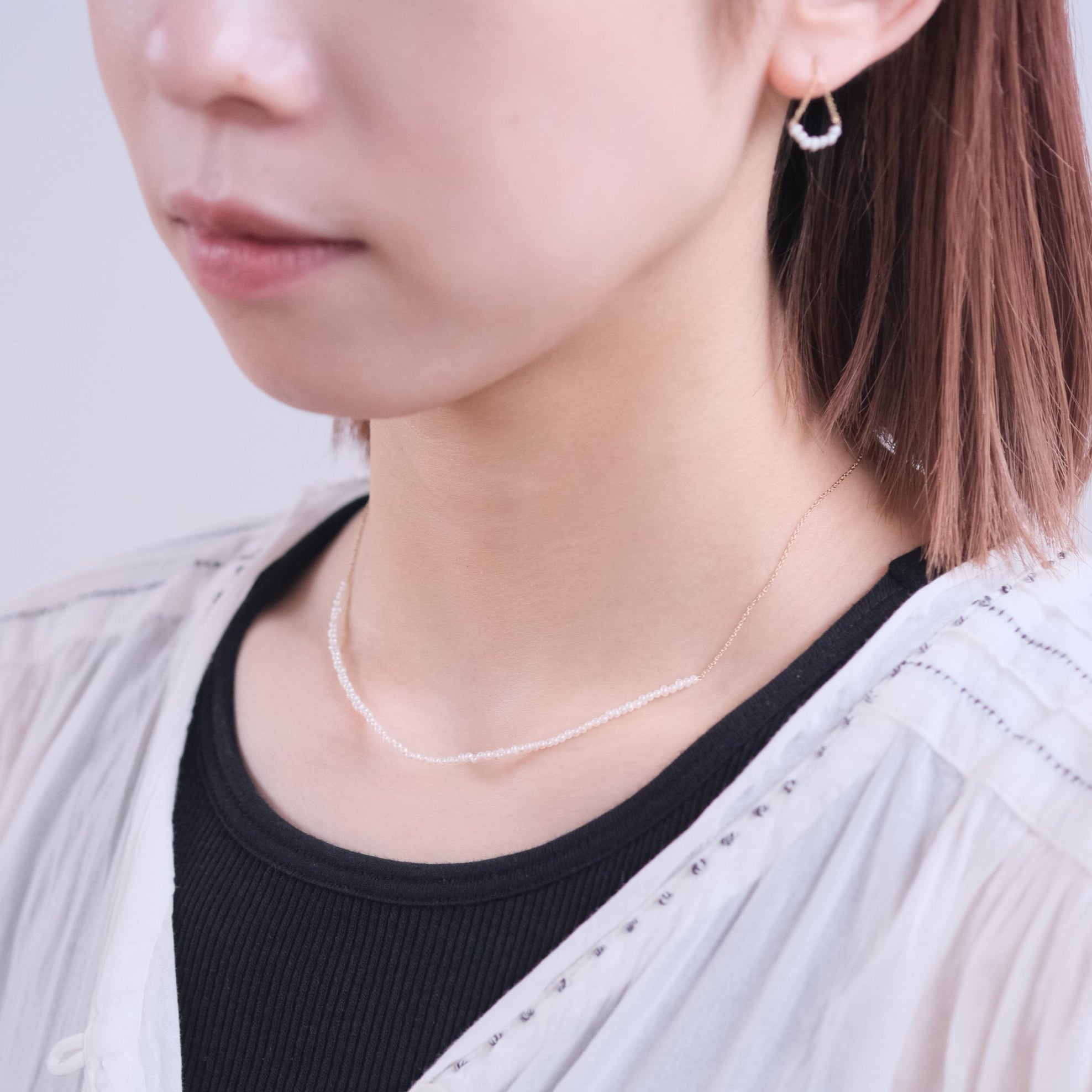 Toile by Atelier d'antan：Round Pearl Chain Necklace