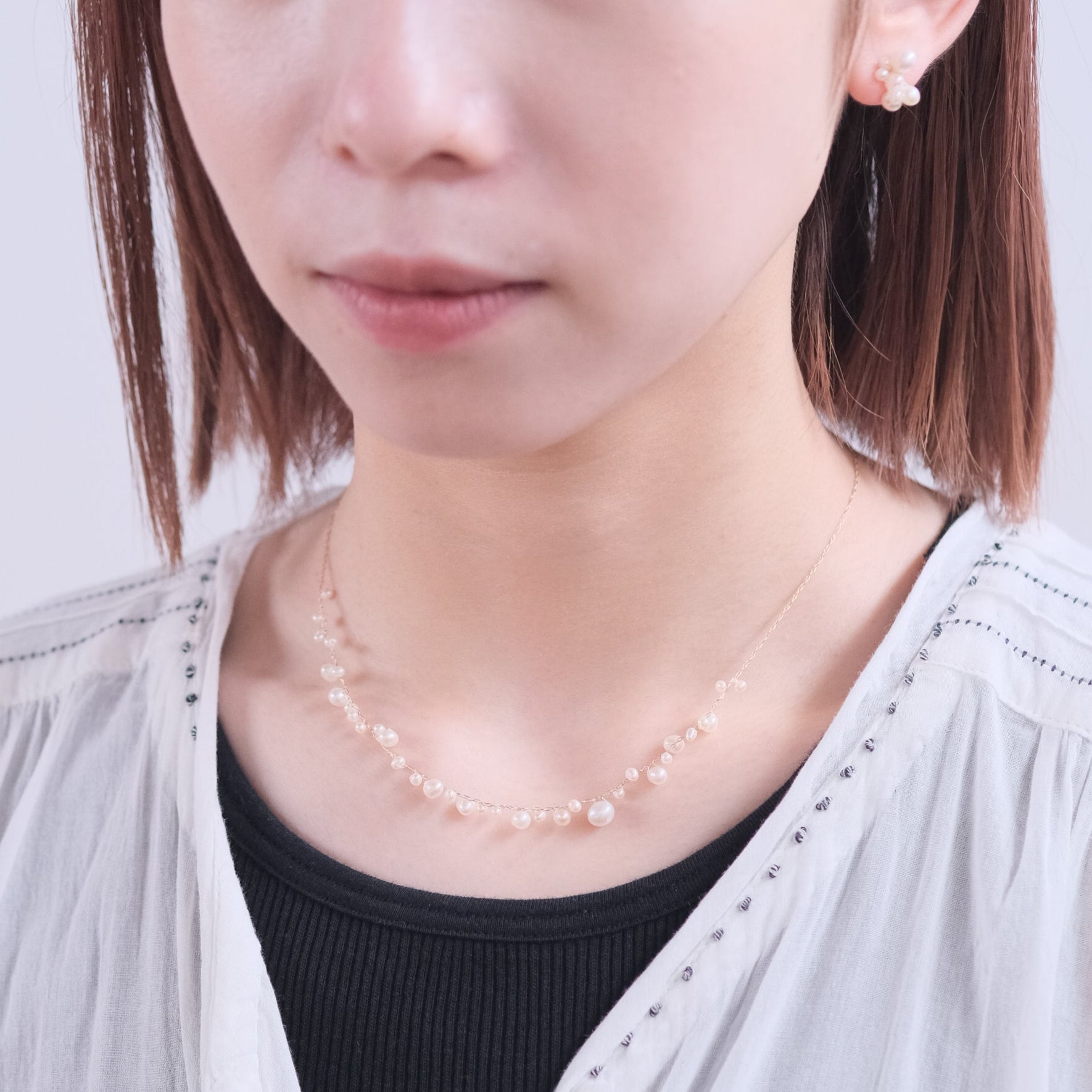 Toile by Atelier d'antan：Random Pearl Chain Necklace