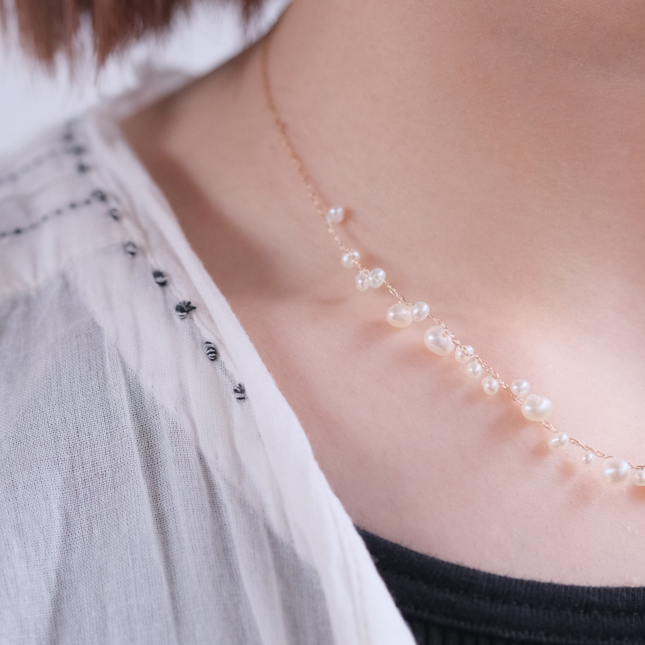 Toile by Atelier d'antan：Random Pearl Chain Necklace