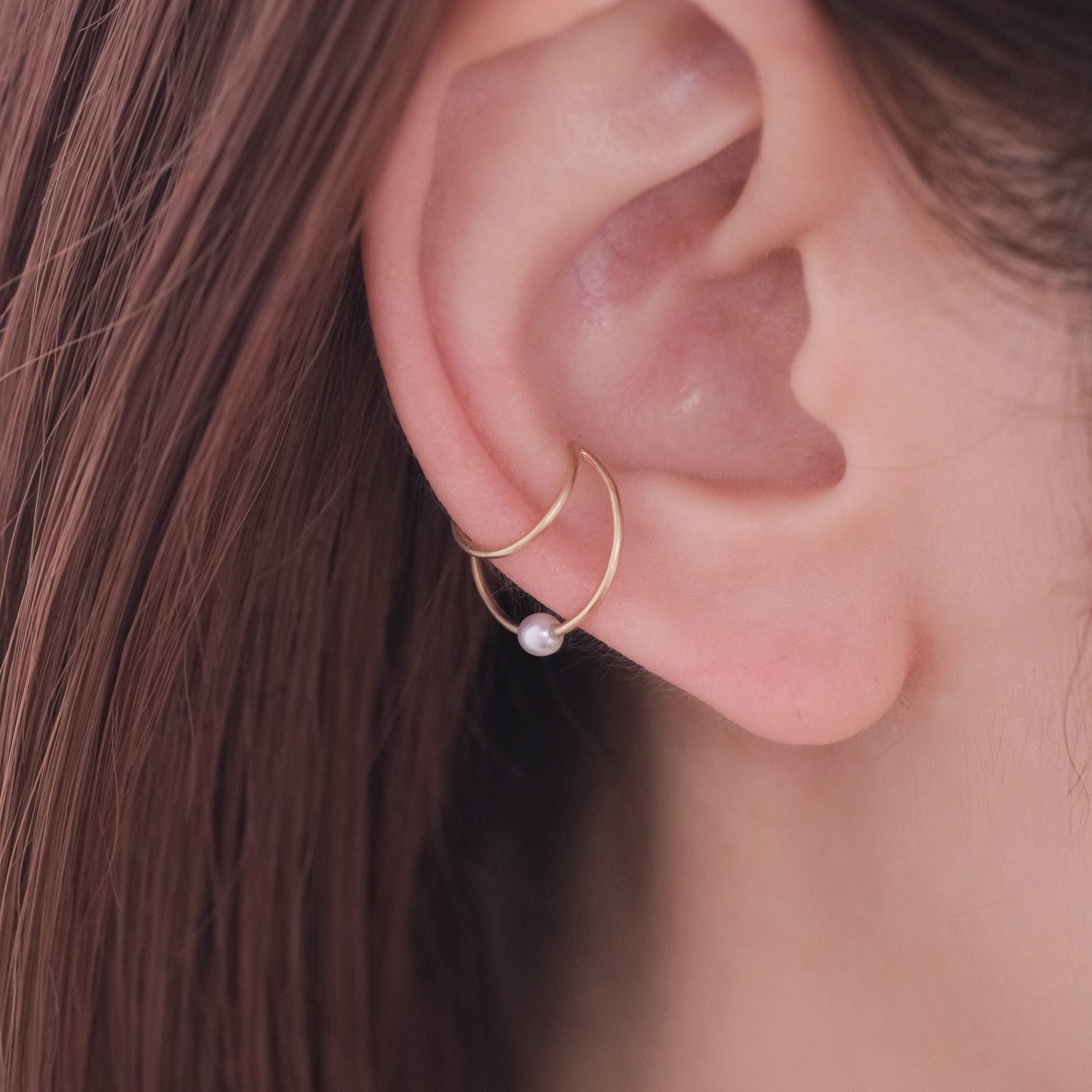 Toile-Pearl Double ring Ear cuff［A301222AP262 K10YG］イヤーカフ