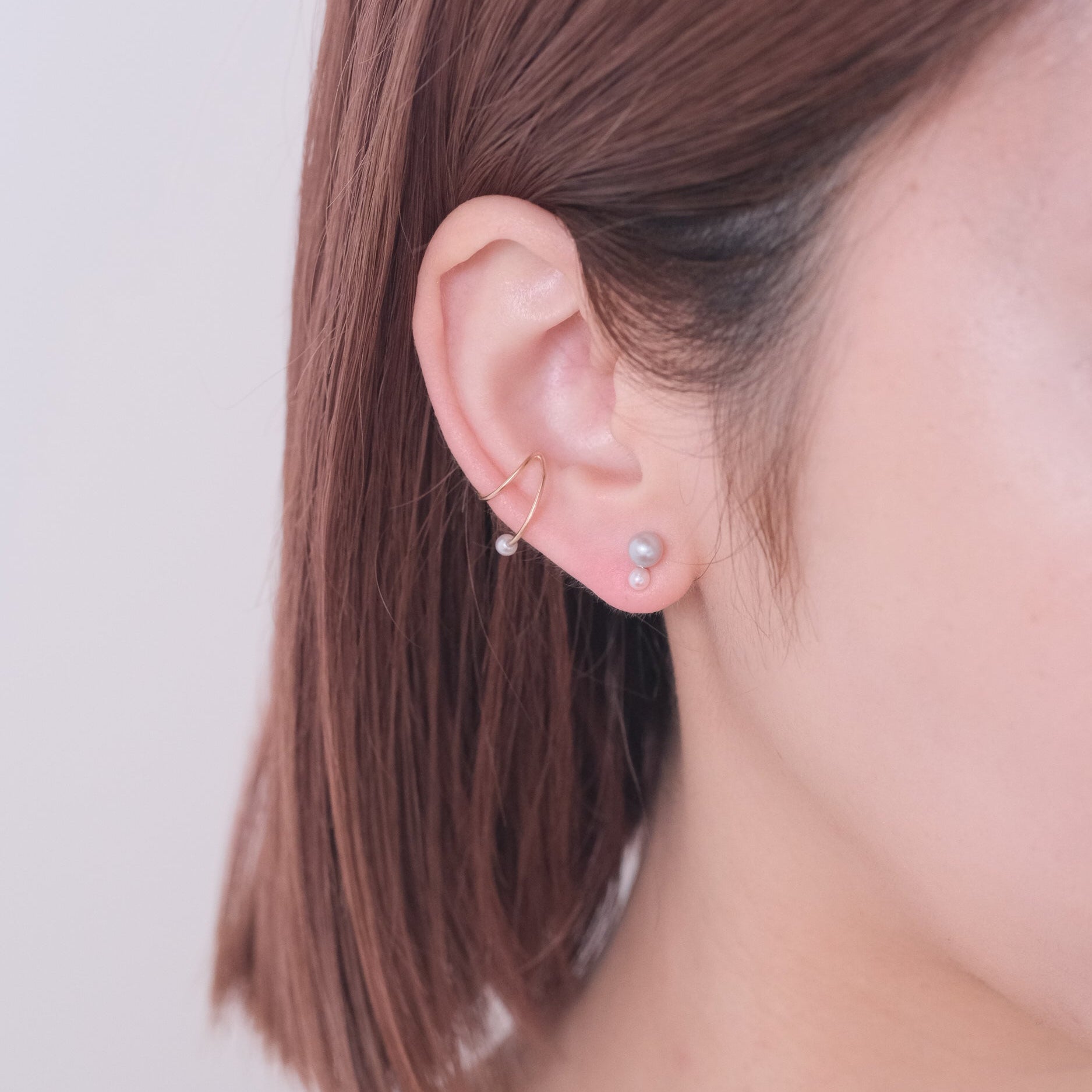 Toile-Pearl Double ring Ear cuff［A301222AP262 K10YG］イヤーカフ