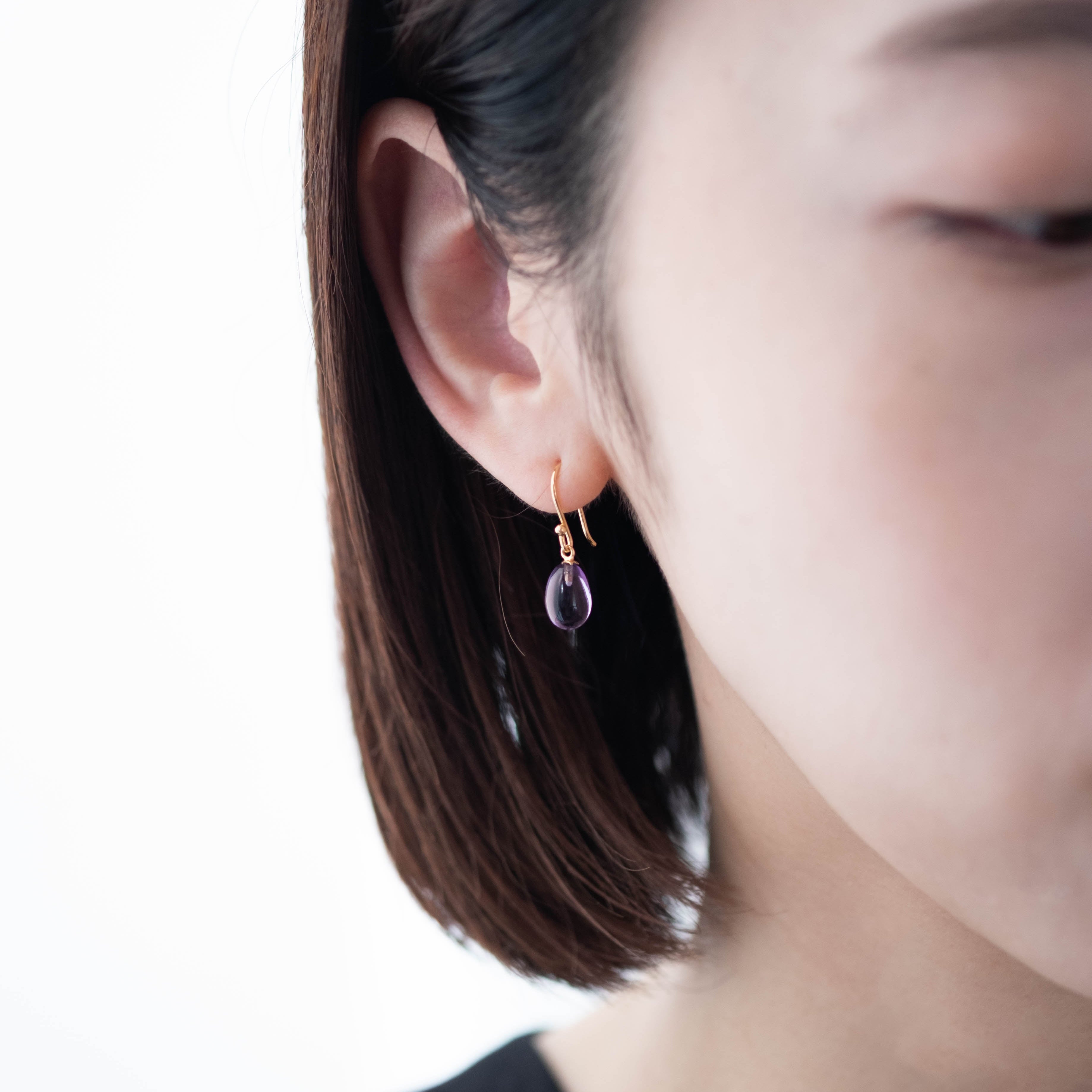 SOURCE objects - Small Egg Earrings アメジスト［SJ1P-019 K18］ピアス