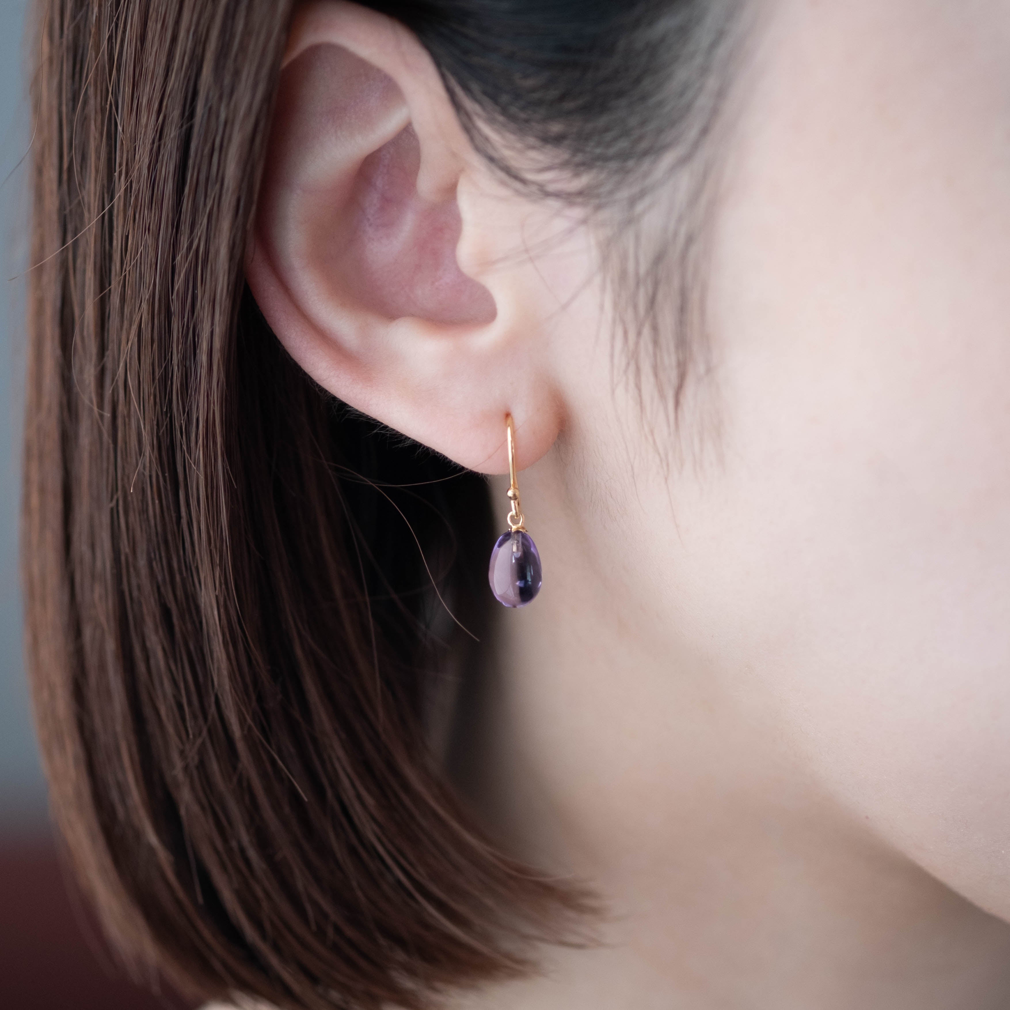 SOURCE objects - Small Egg Earrings アメジスト［SJ1P-019 K18］ピアス