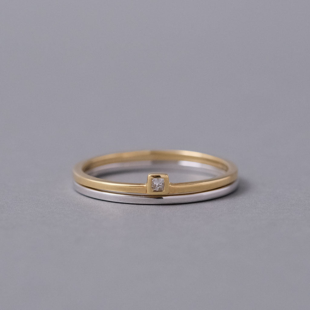 BRIDAL RING［ えんえん K18YG×Pt900/K18YG×Pt900×スクエアダイヤモンド ］結婚指輪