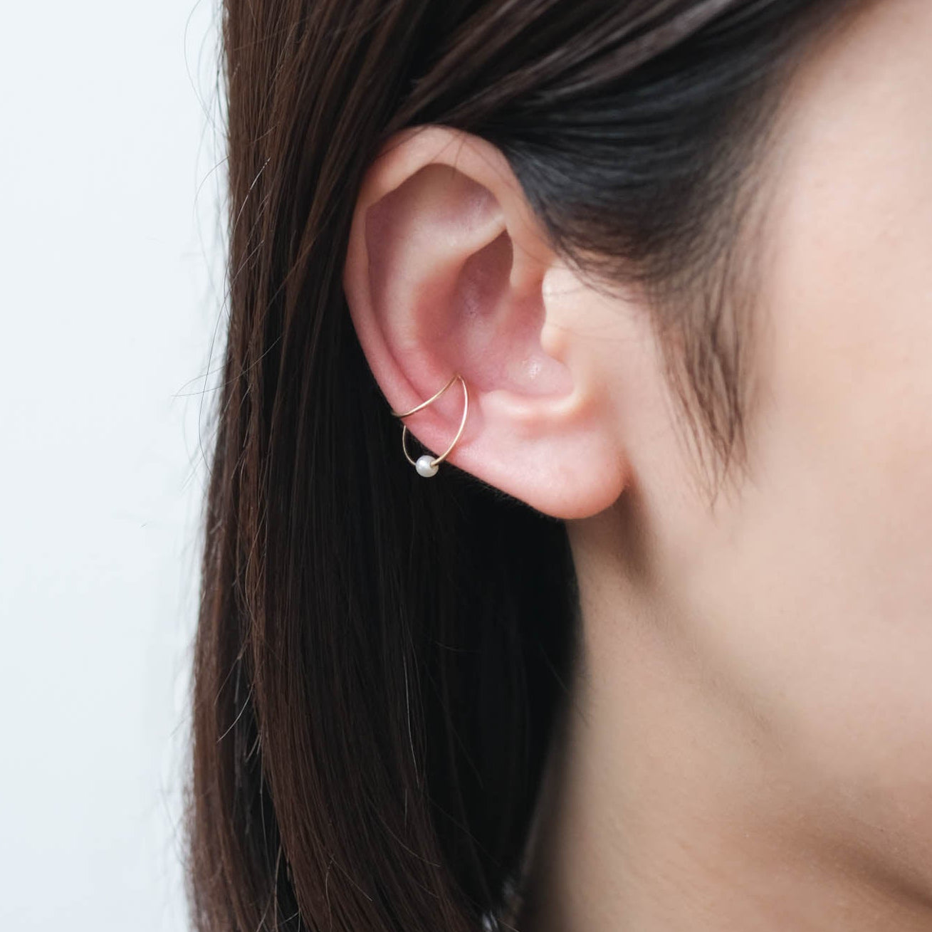 Toile-Pearl Double ring Ear cuff［A301222AP262 K10YG］イヤーカフ