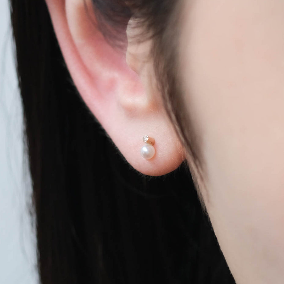 Toile-Diamond & Pearl Pierce［A301202AP207 K10YG］ピアス
