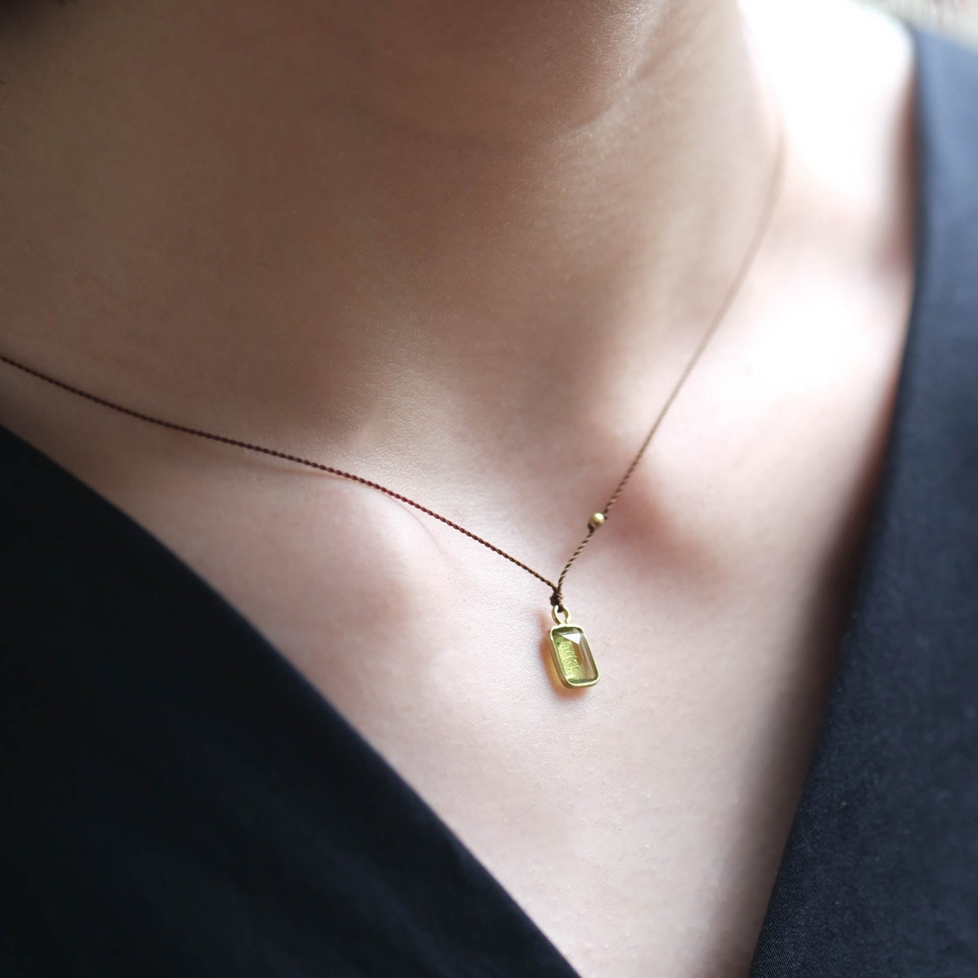 SOURCE objects - Enclosed Stone Necklace ペリドット［Colored Stone K18］ネックレス