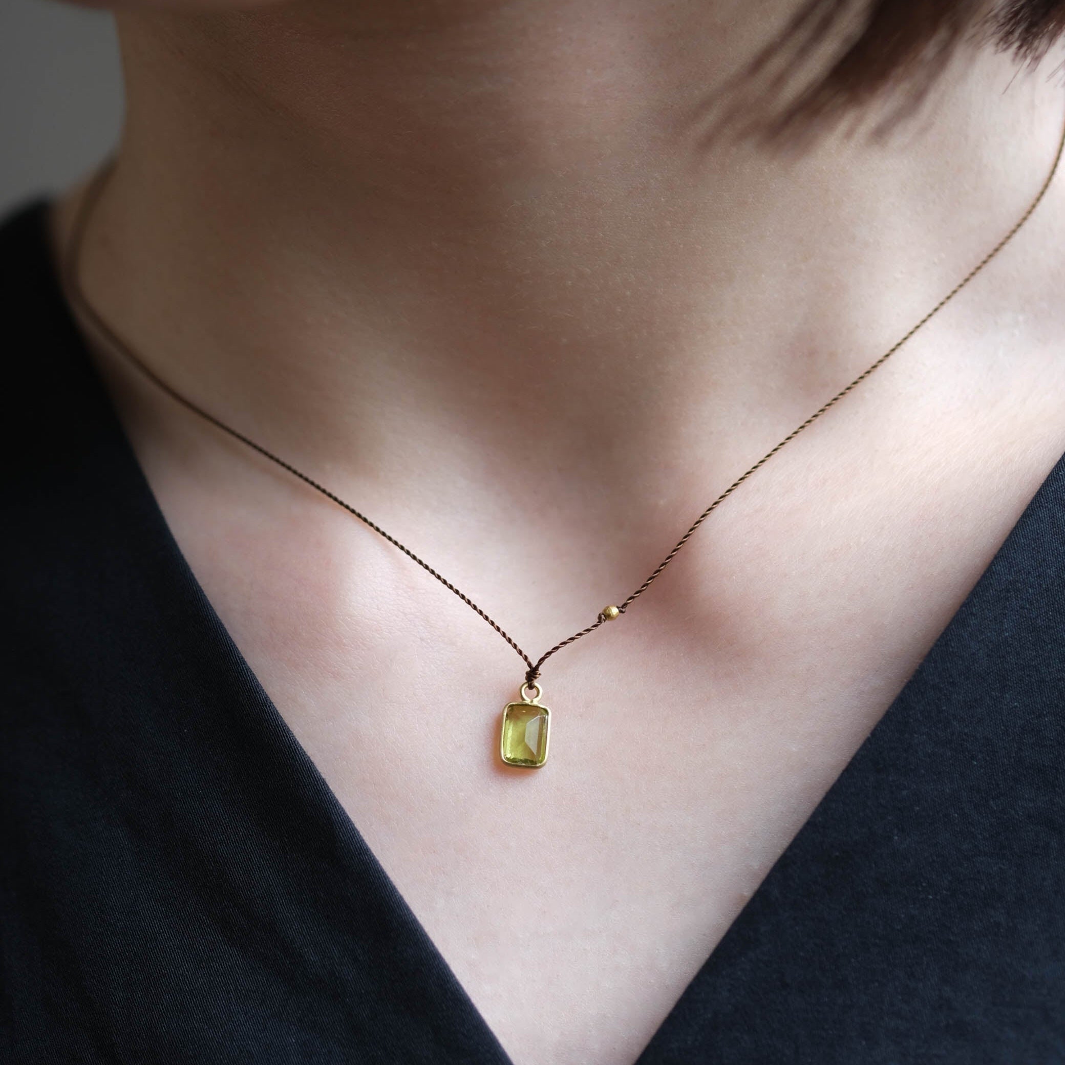 SOURCE objects - Enclosed Stone Necklace ペリドット［Colored Stone K18］ネックレス