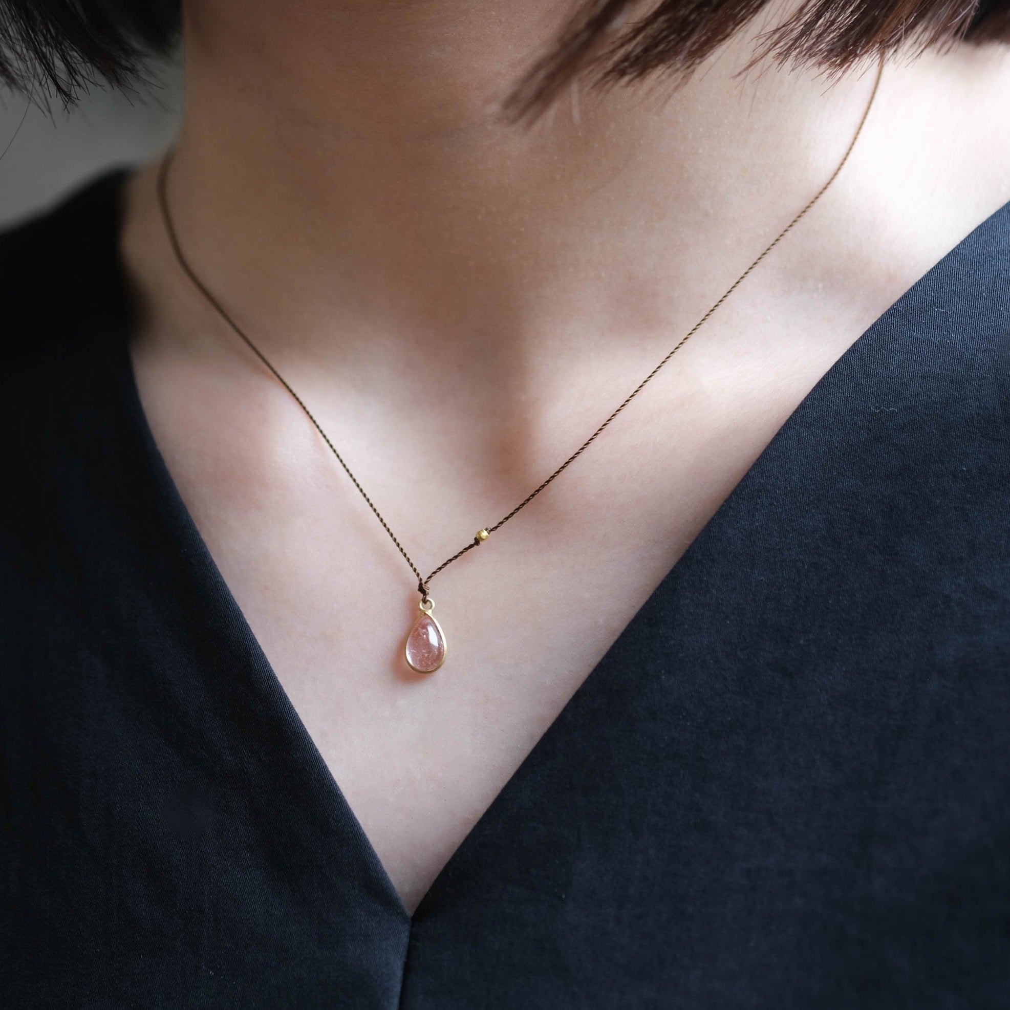 SOURCE objects - Enclosed Stone Necklace ピンクトルマリン［Colored Stone K18］ネックレス