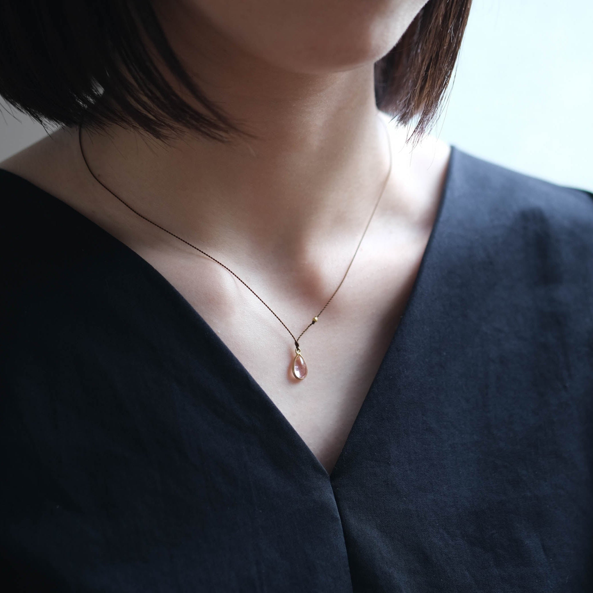 SOURCE objects - Enclosed Stone Necklace ピンクトルマリン［Colored Stone K18］ネックレス