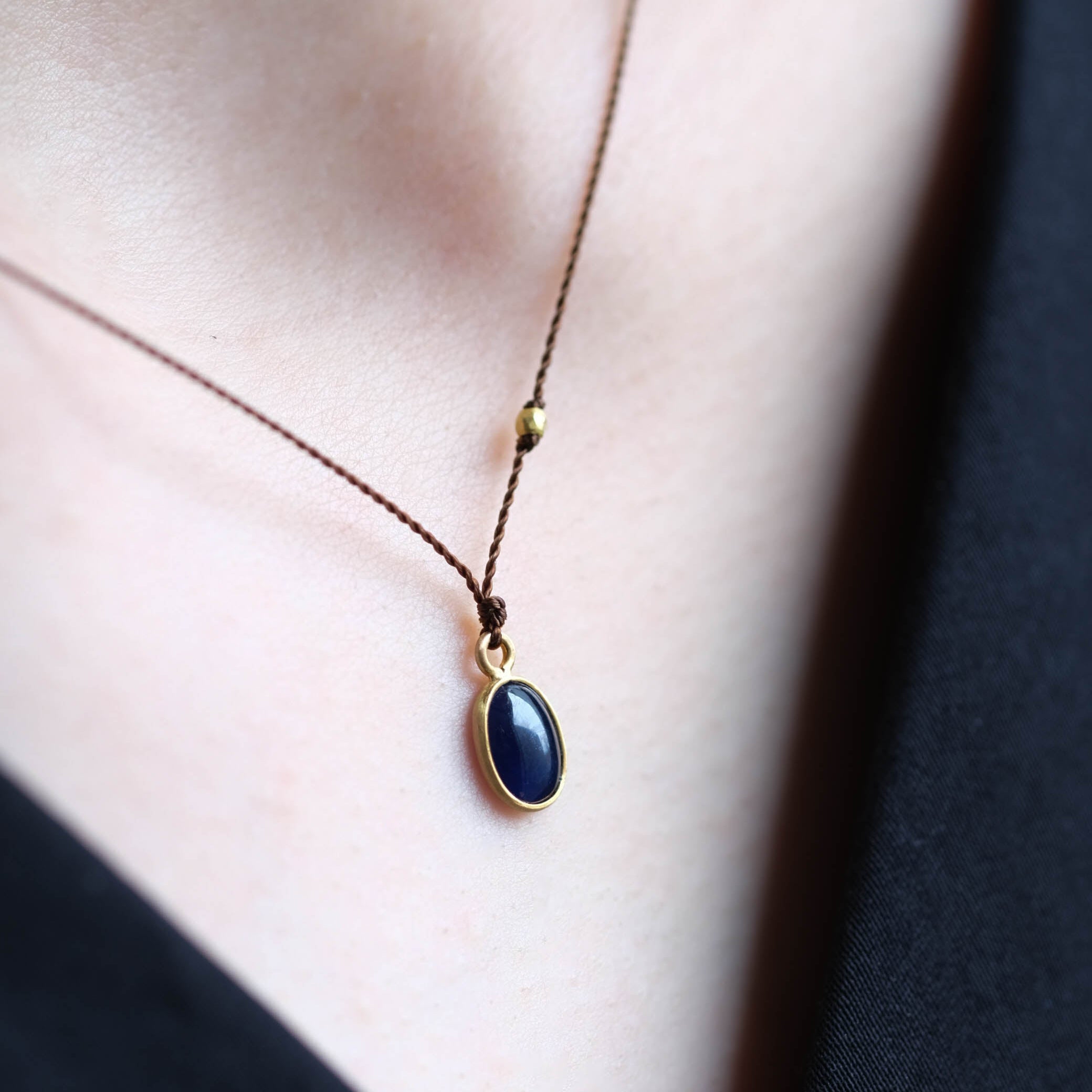 SOURCE objects - Enclosed Stone Necklace サファイア［Colored Stone K18］ネックレス