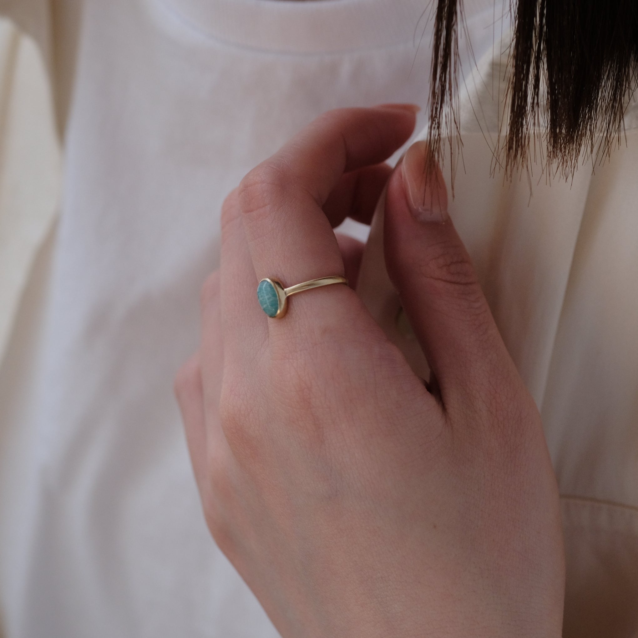 Oval Stone Ring - Amazonite［A301212AR243 K10］リング