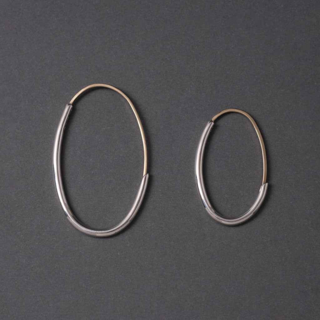 GEOMETRIC oval earring L［GE2-01 Silver］ピアス