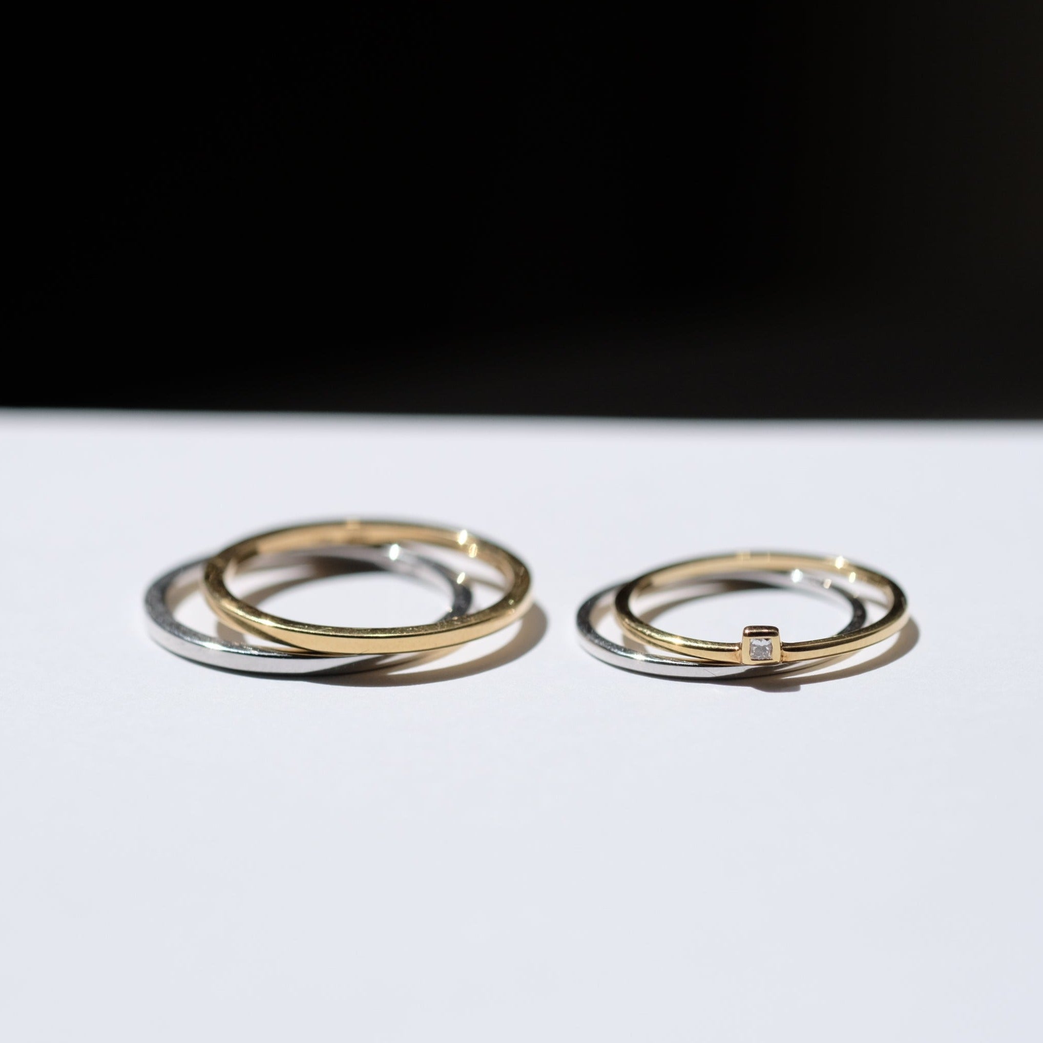 BRIDAL RING［ えんえん K18YG×Pt900/K18YG×Pt900×スクエアダイヤモンド ］結婚指輪