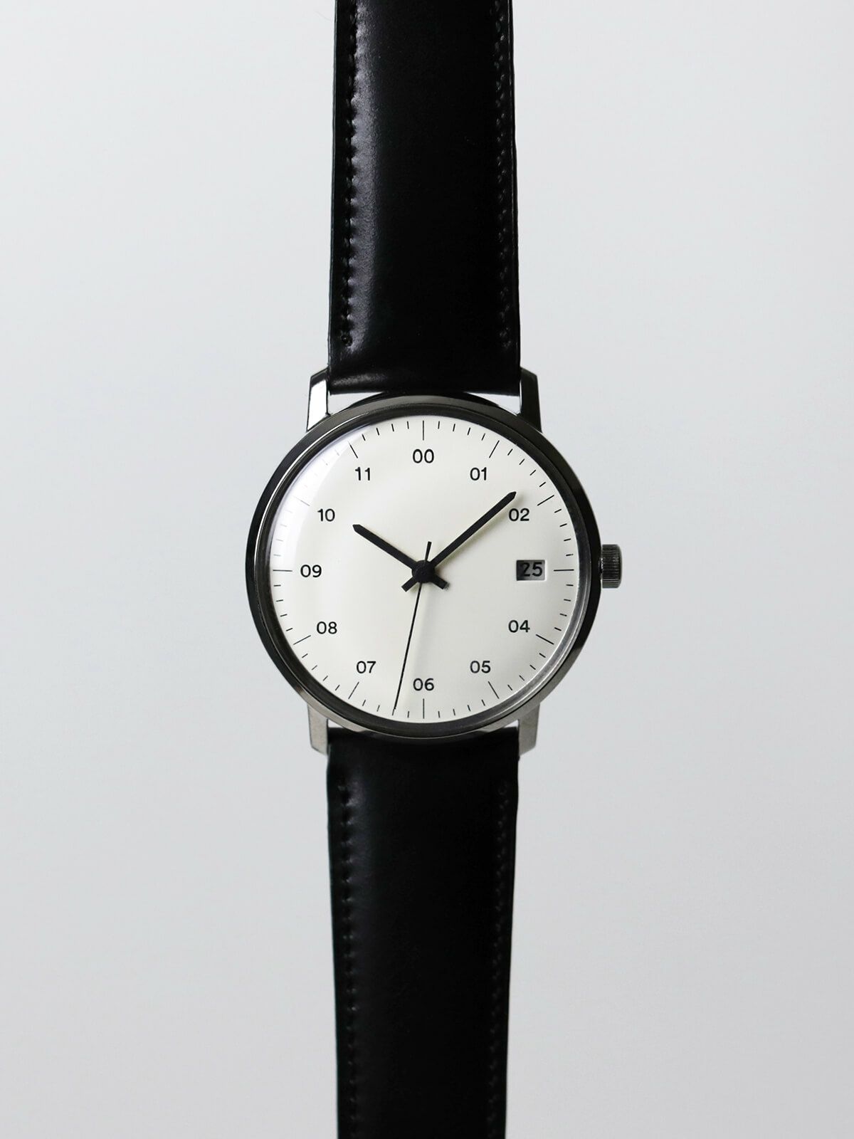 sazare SK02［No.02.01.00BK SS SILVER MIRROR FINISH / WHITE DIAL / BLACK CORDOVAN LEATHER］腕時計