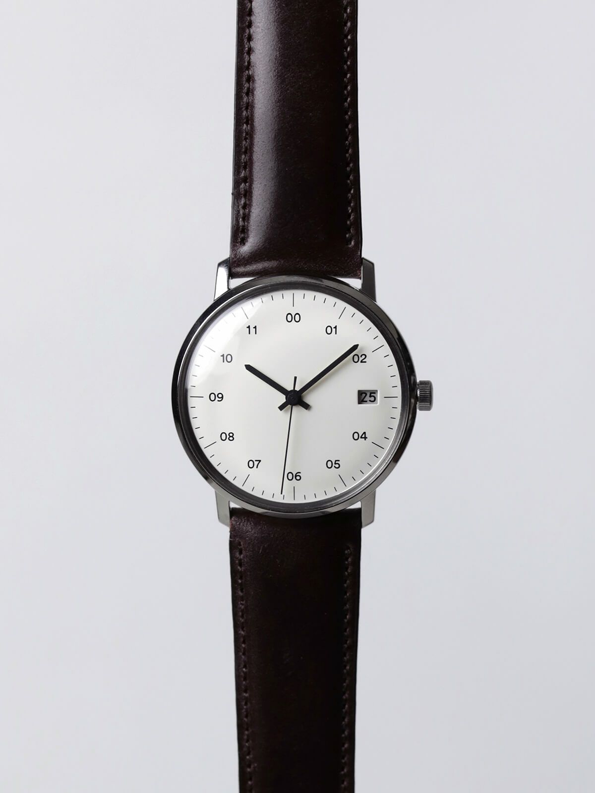 sazare SK02［No.02.01.00BR SS SILVER MIRROR FINISH / WHITE DIAL / BROWN CORDOVAN LEATHER］腕時計