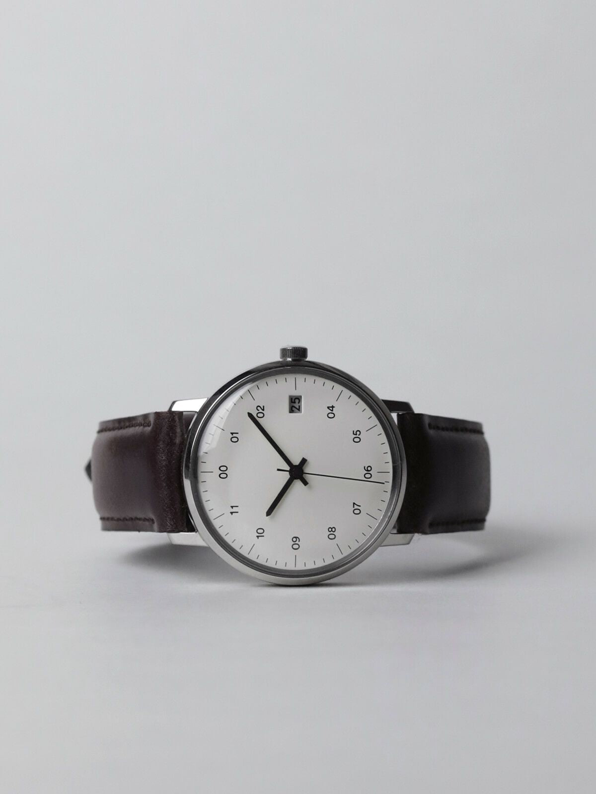 sazare SK02［No.02.01.00BR SS SILVER MIRROR FINISH / WHITE DIAL / BROWN CORDOVAN LEATHER］腕時計