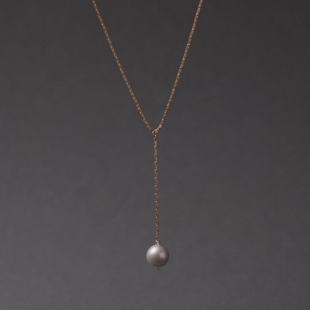 Round Pearl Chain Necklace［A301221AN252 K10/Gray pearl］ネックレス