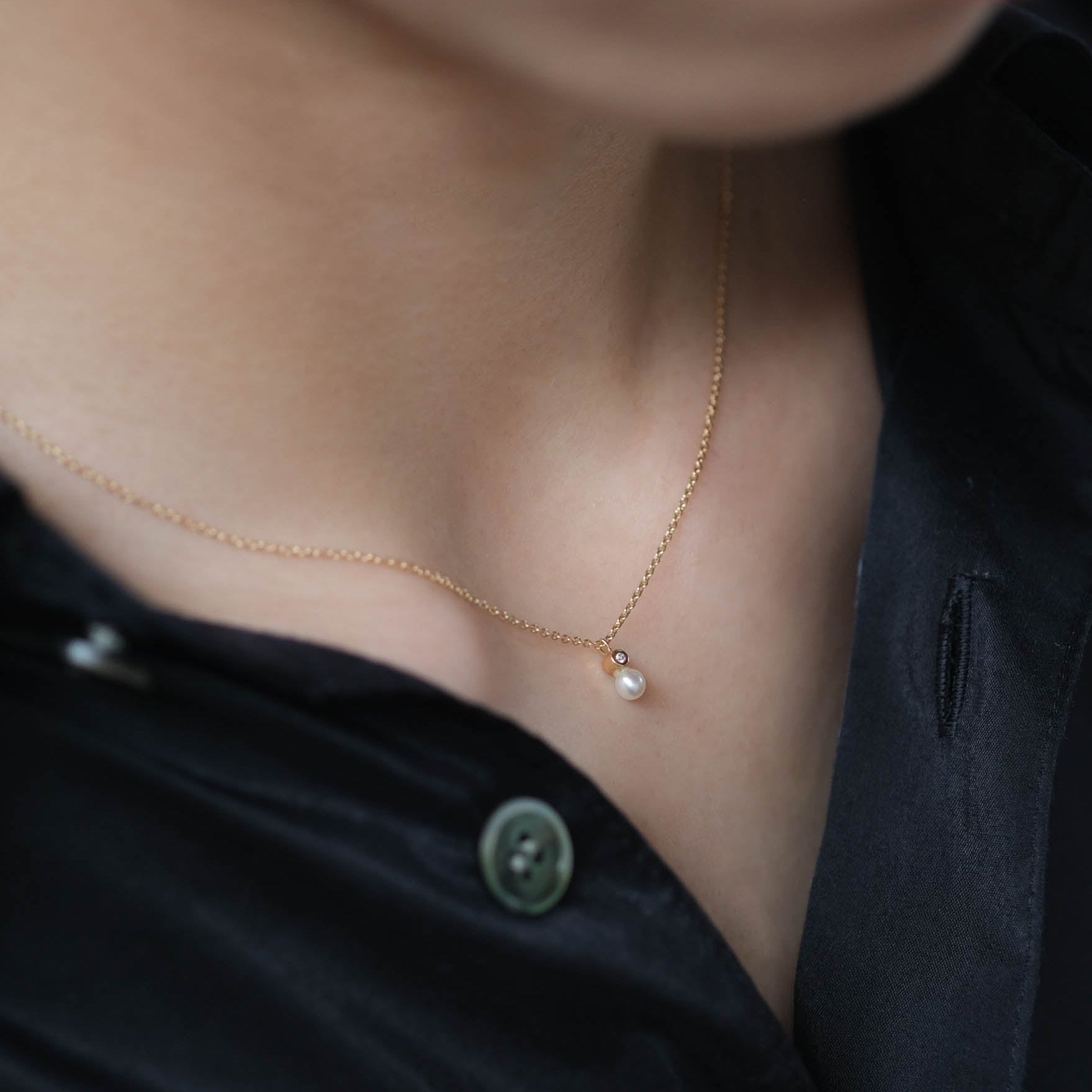 Toile-Diamond & Pearl Necklace［A301202AN206 K10YG］ネックレス