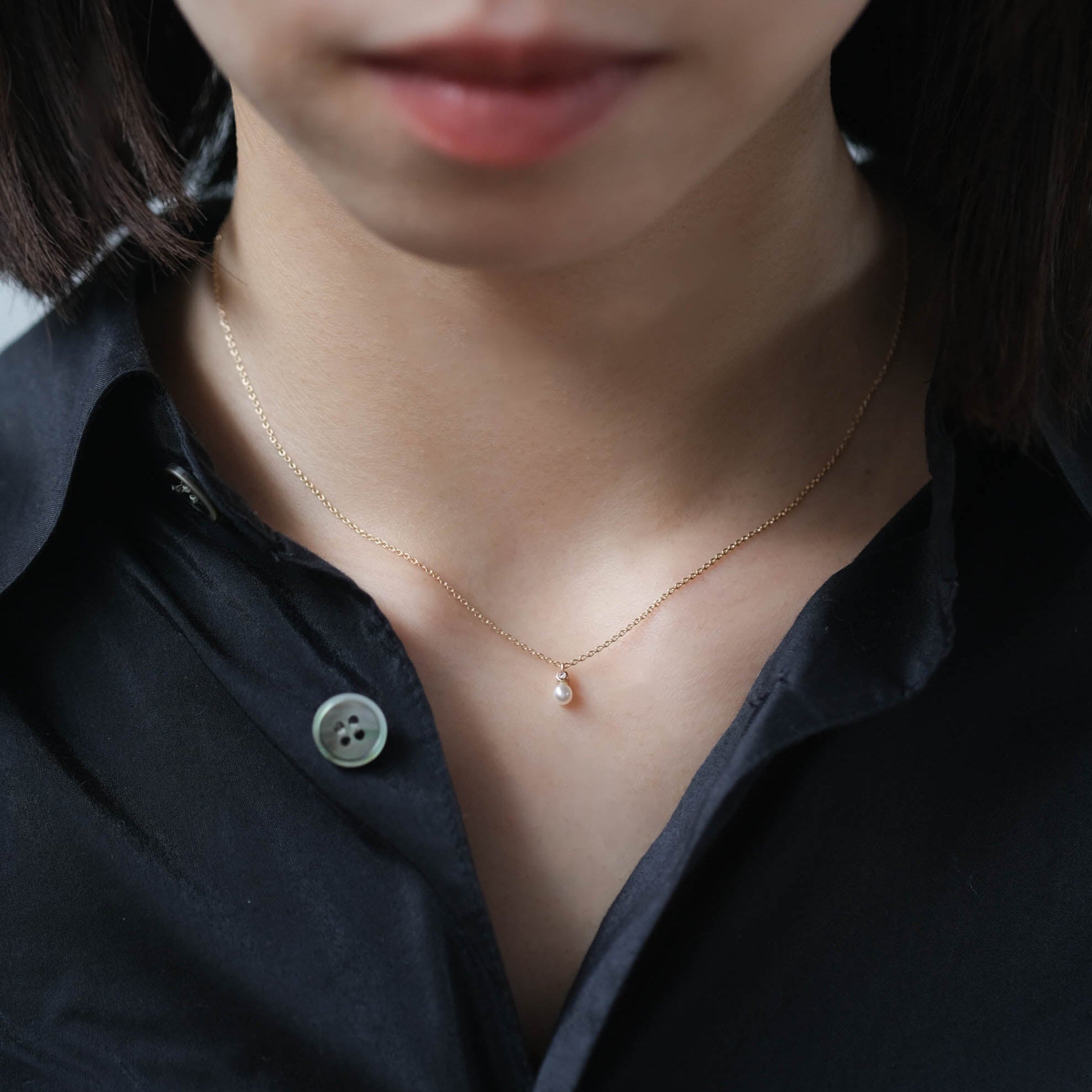 Toile-Diamond & Pearl Necklace［A301202AN206 K10YG］ネックレス