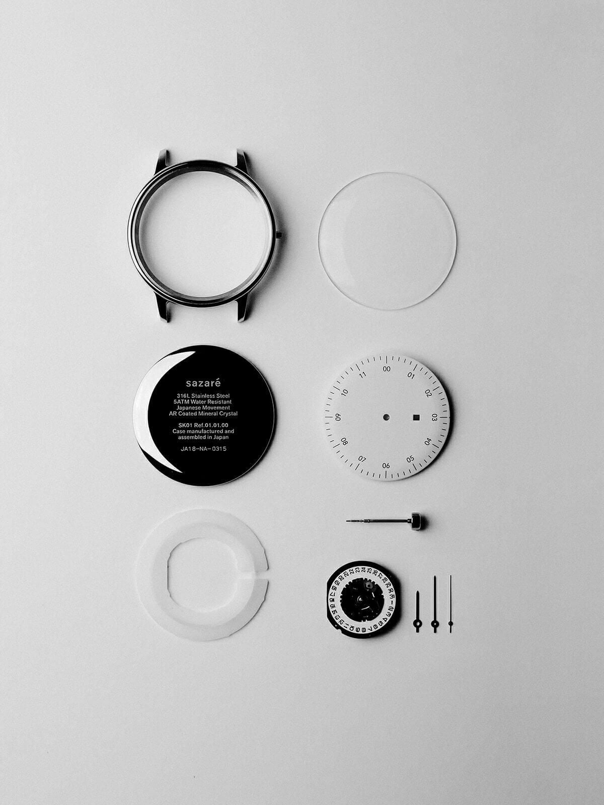 sazare SK01［No.01.01.00ME SS SILVER MIRROR FINISH / WHITE DIAL