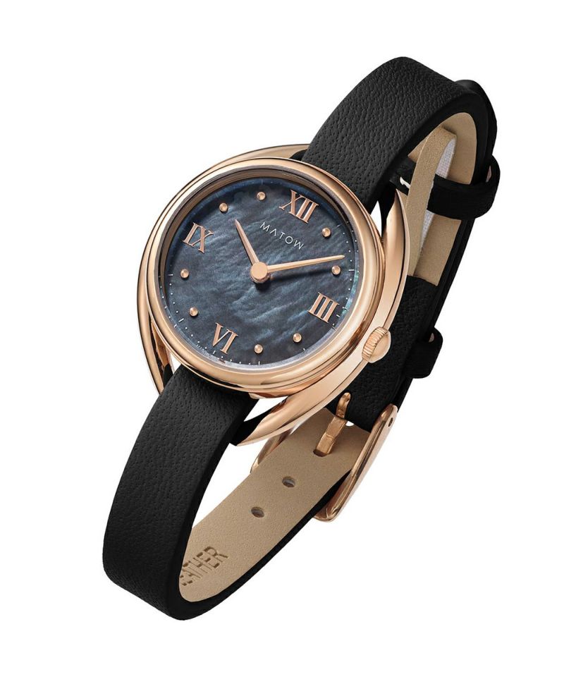 MATOW Shiki ROUND 藍炭 ユーカリ［mw001011 Rose Gold-Black］腕時計