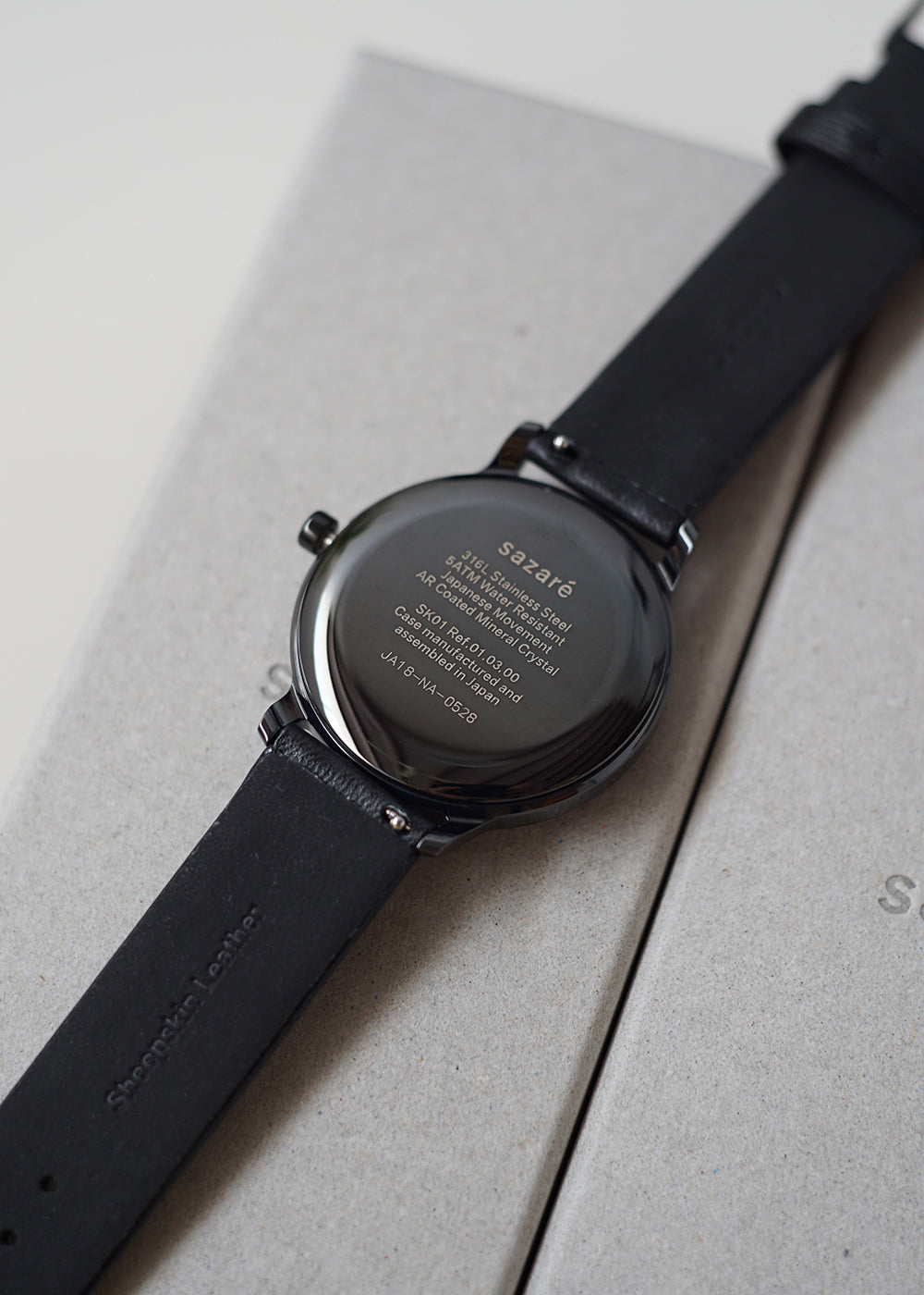 sazare SK01［No.01.03.00 SS BLACK MIRROR FINISH / BLACK DIAL / BLACK SHEEP SKIN LETHER］腕時計