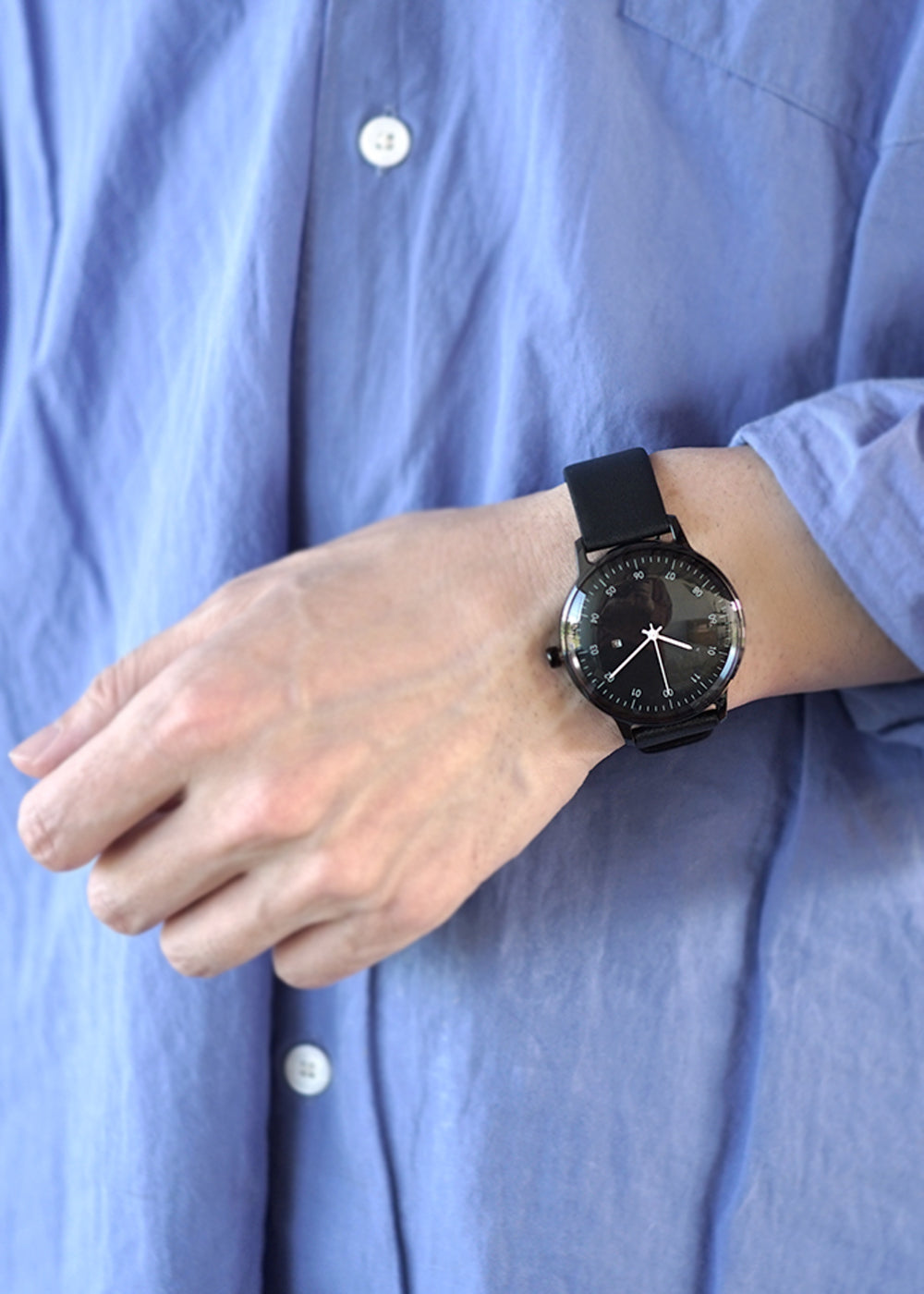 sazare SK01［No.01.03.00 SS BLACK MIRROR FINISH / BLACK DIAL / BLACK SHEEP SKIN LETHER］腕時計