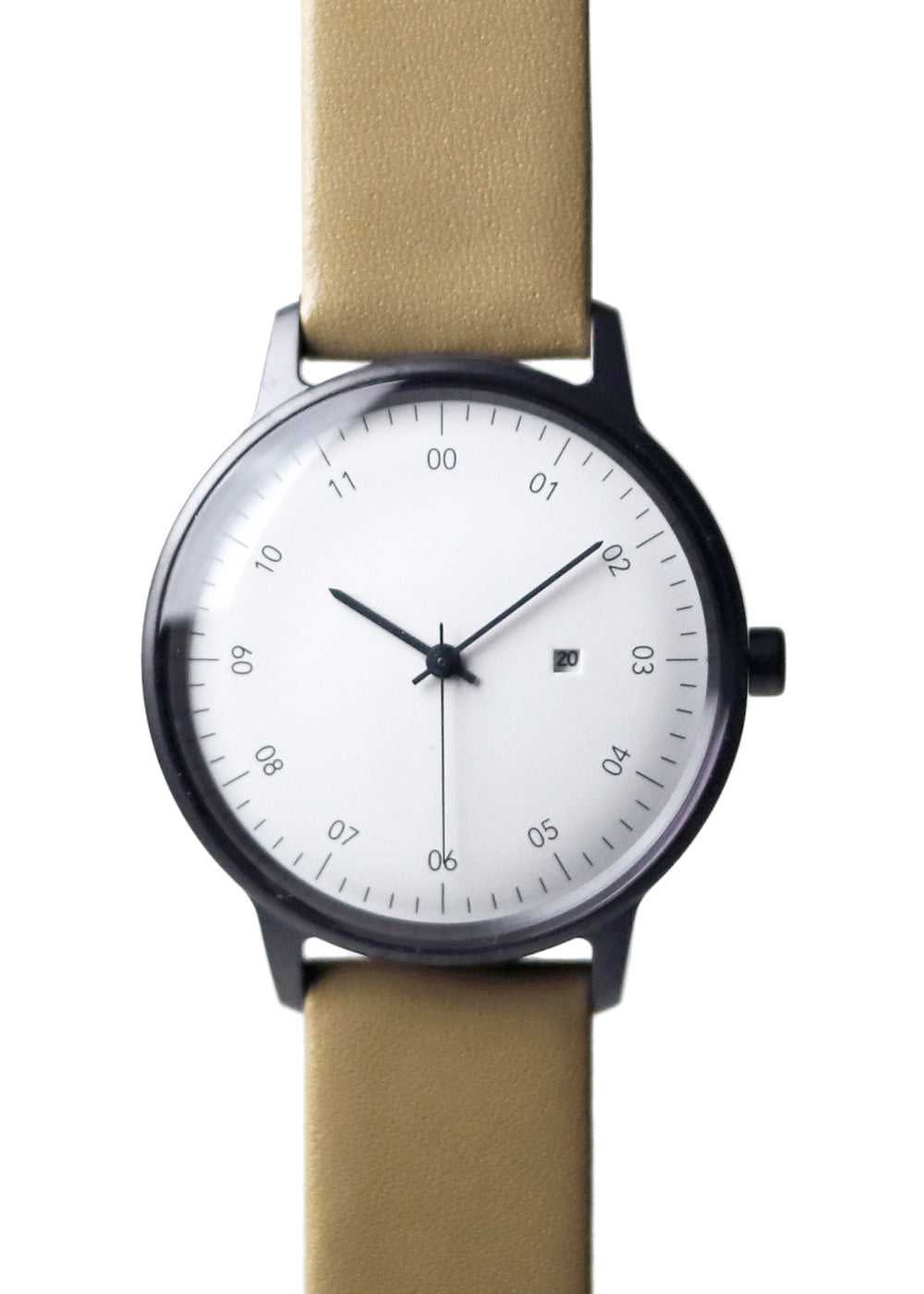 sazare SK01［No.01.04.00BE SS BLACK HONING FINISH / WHITE DIAL / BEIGE COW LEATHER］腕時計