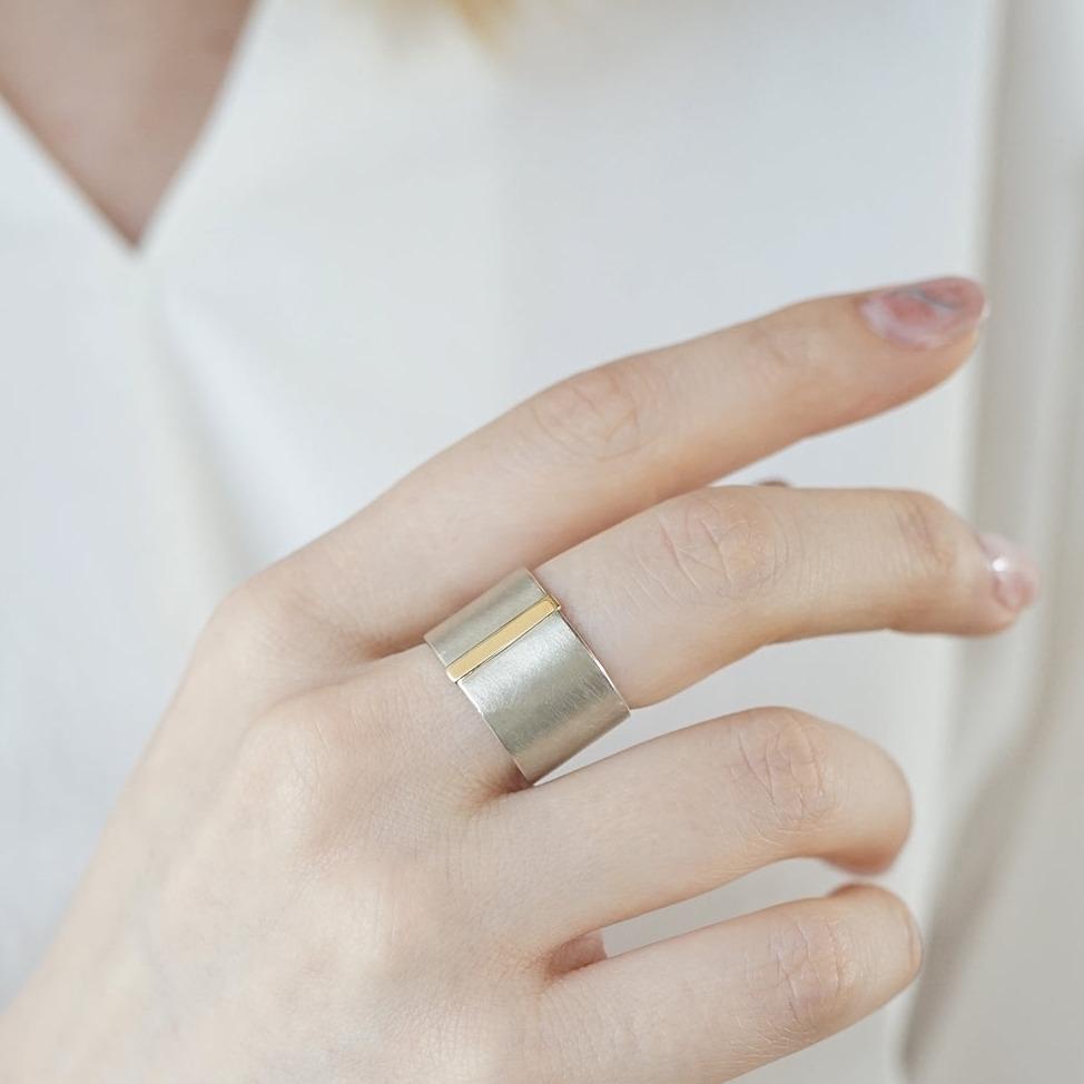 〈SIDE〉straight line ring - thick リング
